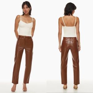 Wilfred Aritzia The Melina High Waisted Vegan Leather Pants in Cognac size 4